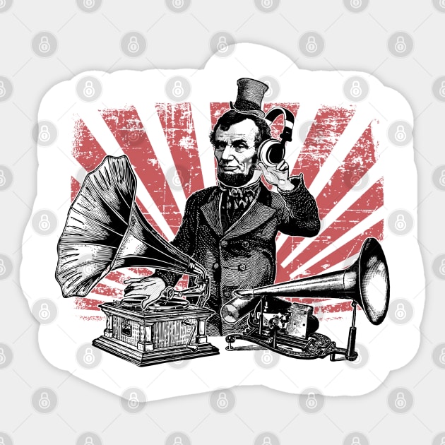 DJ Abraham Lincoln (Version 2) Sticker by UselessRob